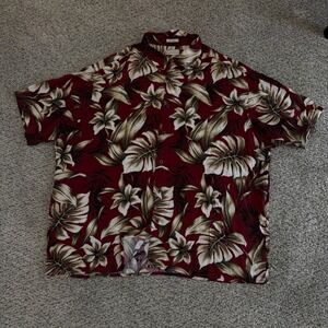 Natural Issue Mens XXL Silky Touch Tropical Floral Monstera Rayon Button Shirt